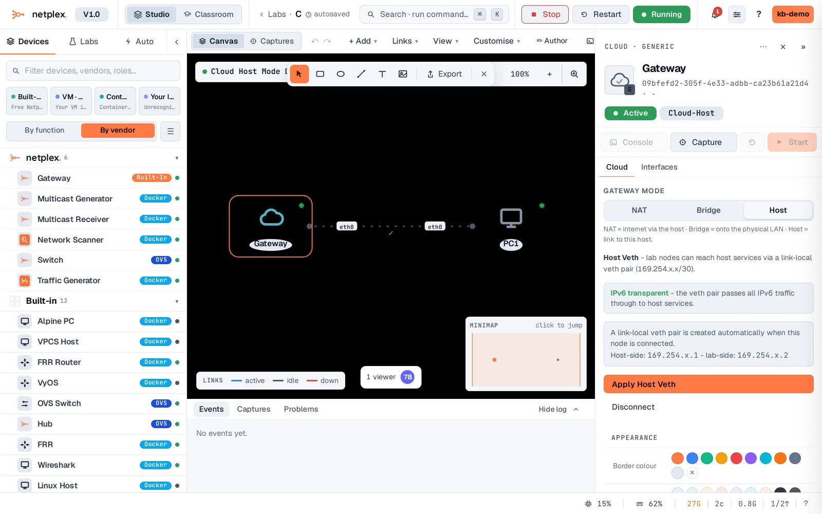 Step 1: Cloud gateway: Host Veth mode