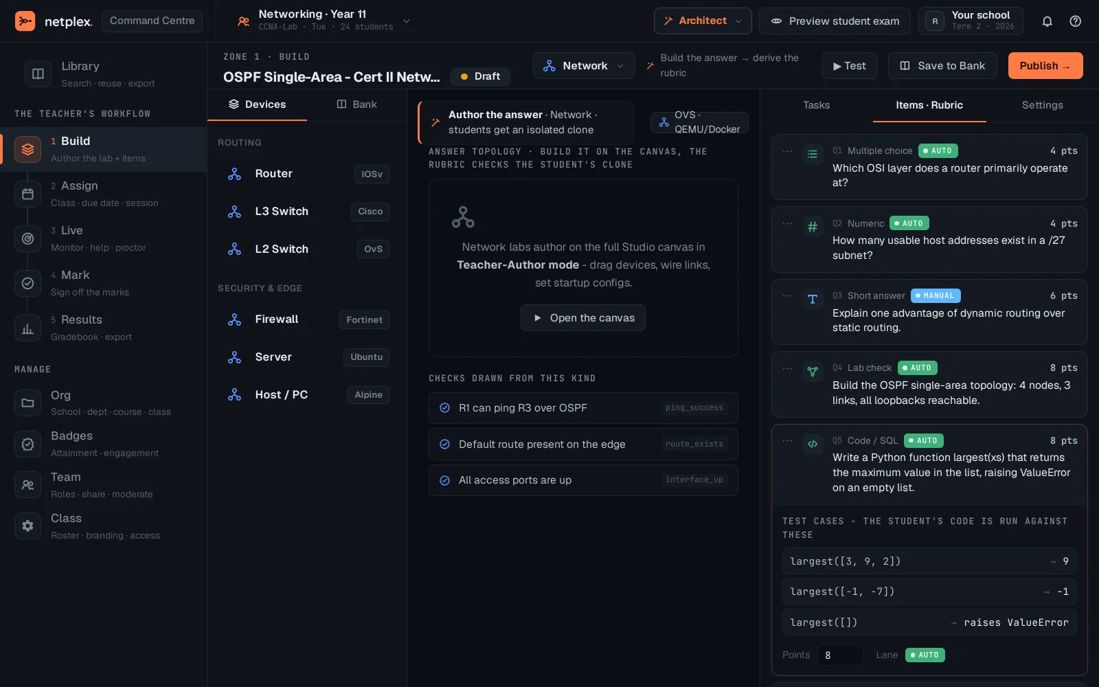 Step 1: Command Centre: Build and Assign a session