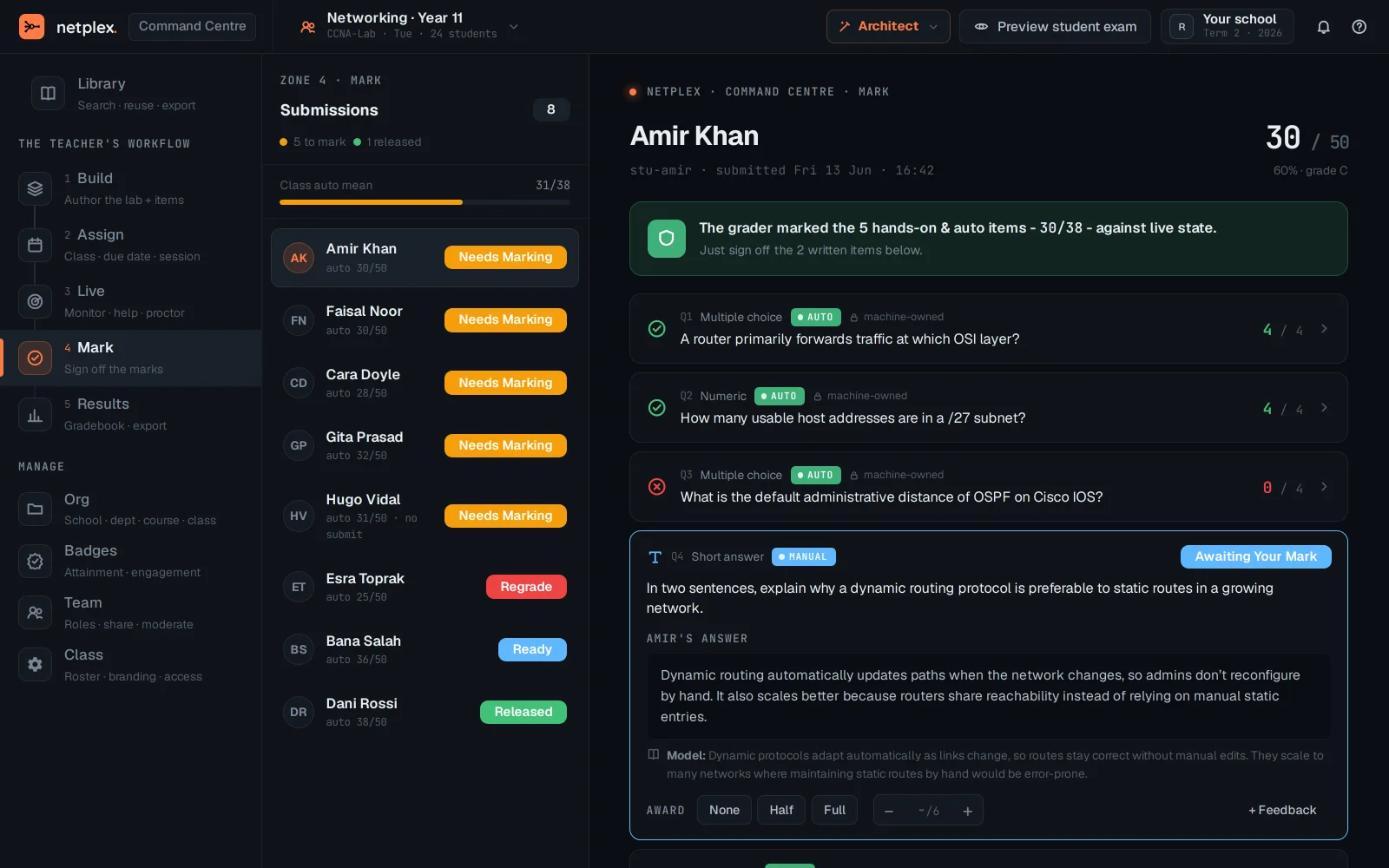 Step 3: Command Centre: Build, Assign, Mark and Results
