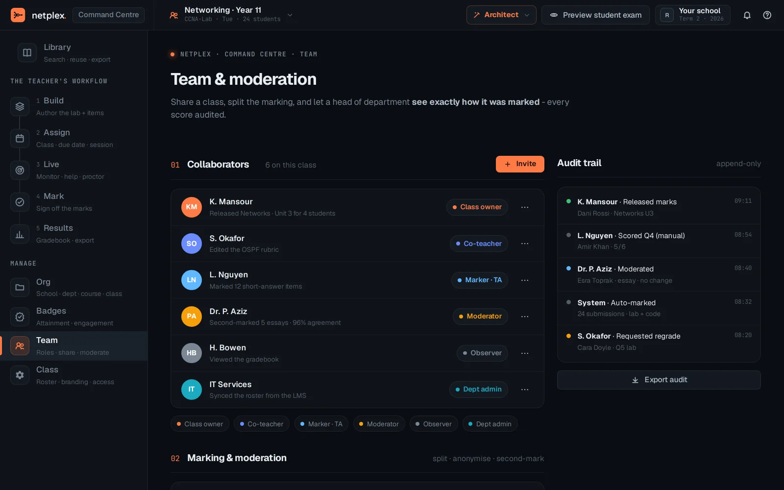 Step 3: Command Centre: Org, Badges, Team and Class management