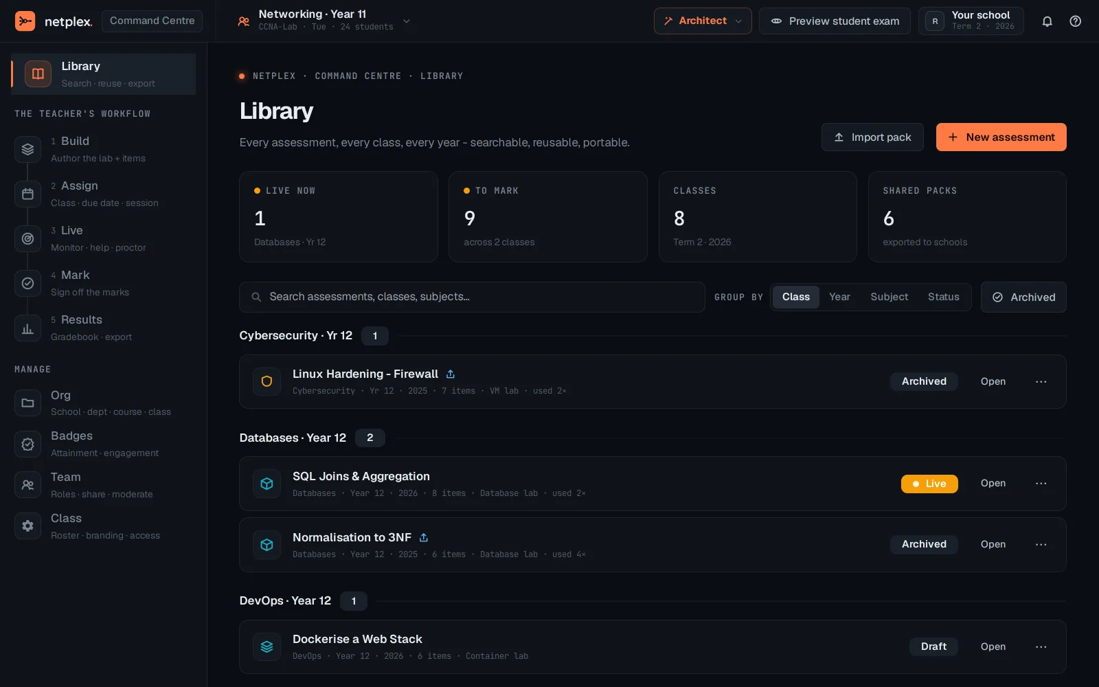 Step 1: The Command Centre: a full-screen console for running a class