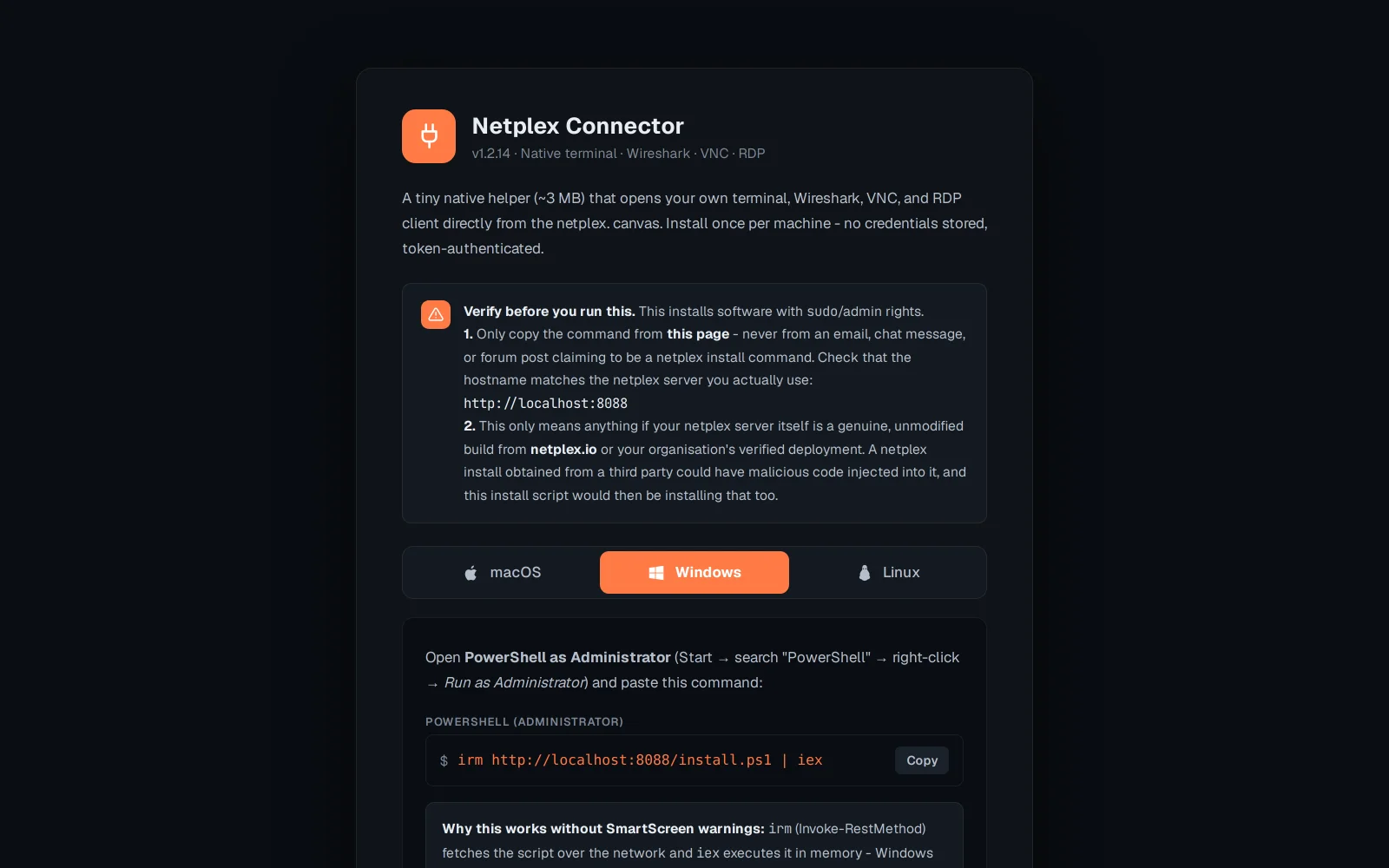 Step 2: The Connector: native terminals and local device access
