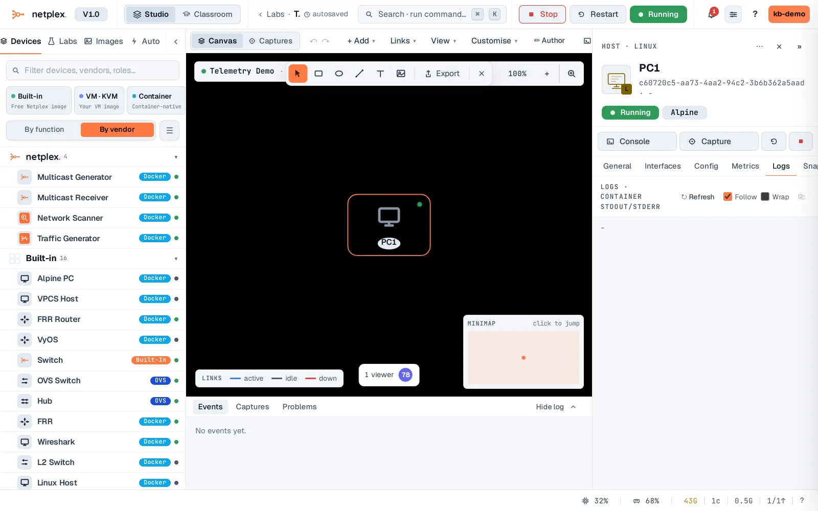 Step 1: Node logs and live metrics