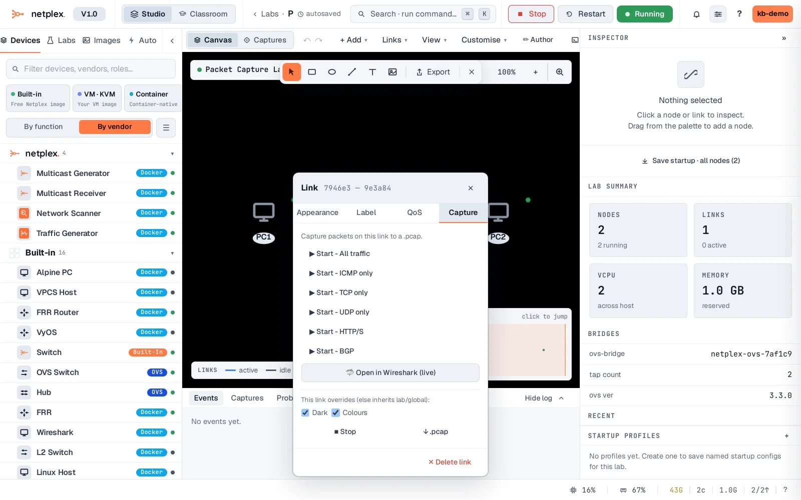 Step 2: Capture packets on a link