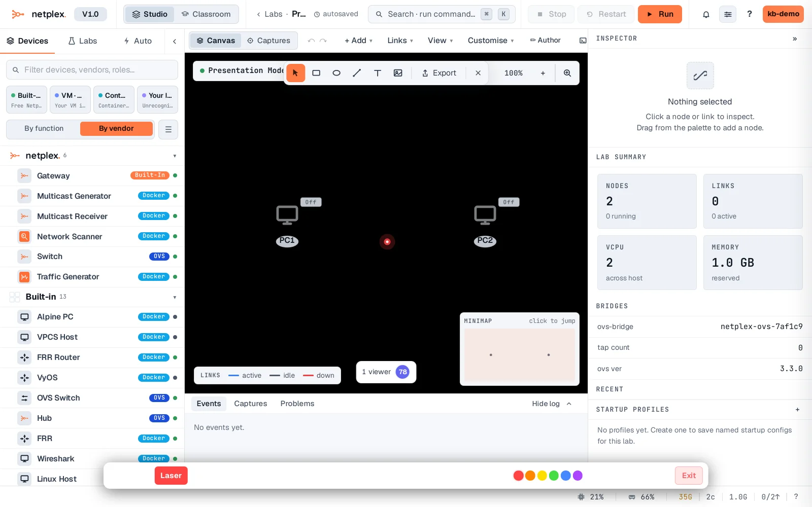Step 2: Presentation Mode: laser pointer and live annotations