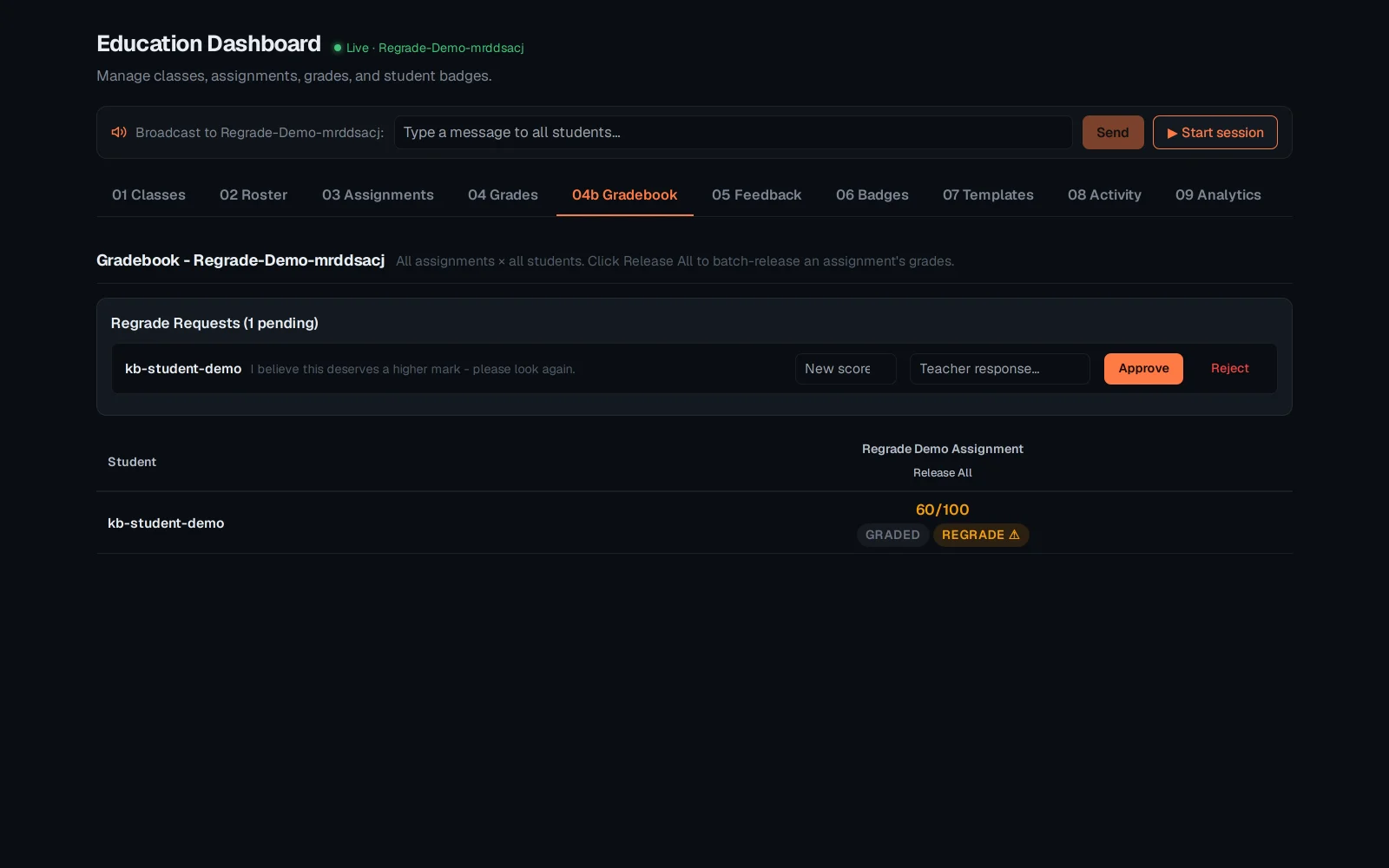 Step 1: Resolve a regrade request and bulk-release grades